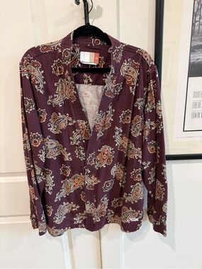 Kith Men's Paisley Button-Down Shirt - Purple with Red Accents